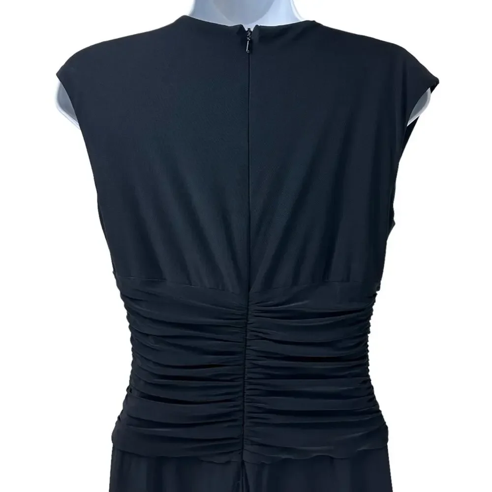 Anne Klein Ruched Buckle Waist Fit Flare Dress Black Size 6 - Picture 3 of 6